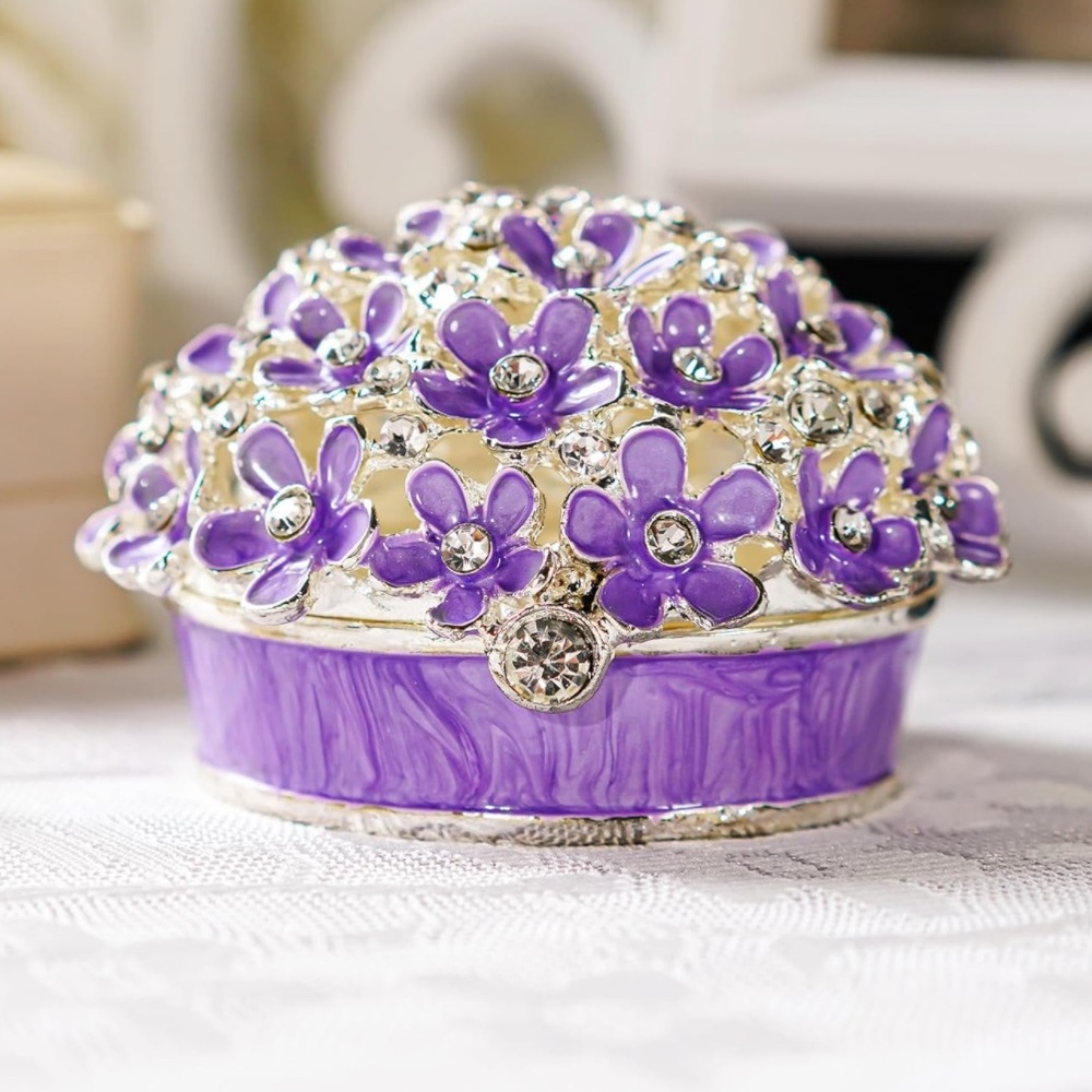 Lilac flowers Crystal Jewelry Box